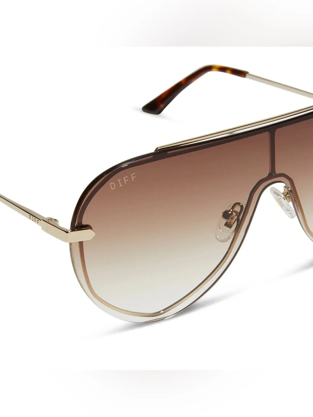 DIFF Charitable Eyewear: Imani - Gold Brown Gradient Aviator Sunglasses